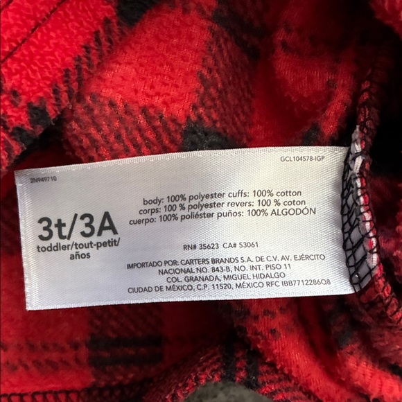 Carter's Plaid Red and Black Sweater l 3T - Picture 4 of 6